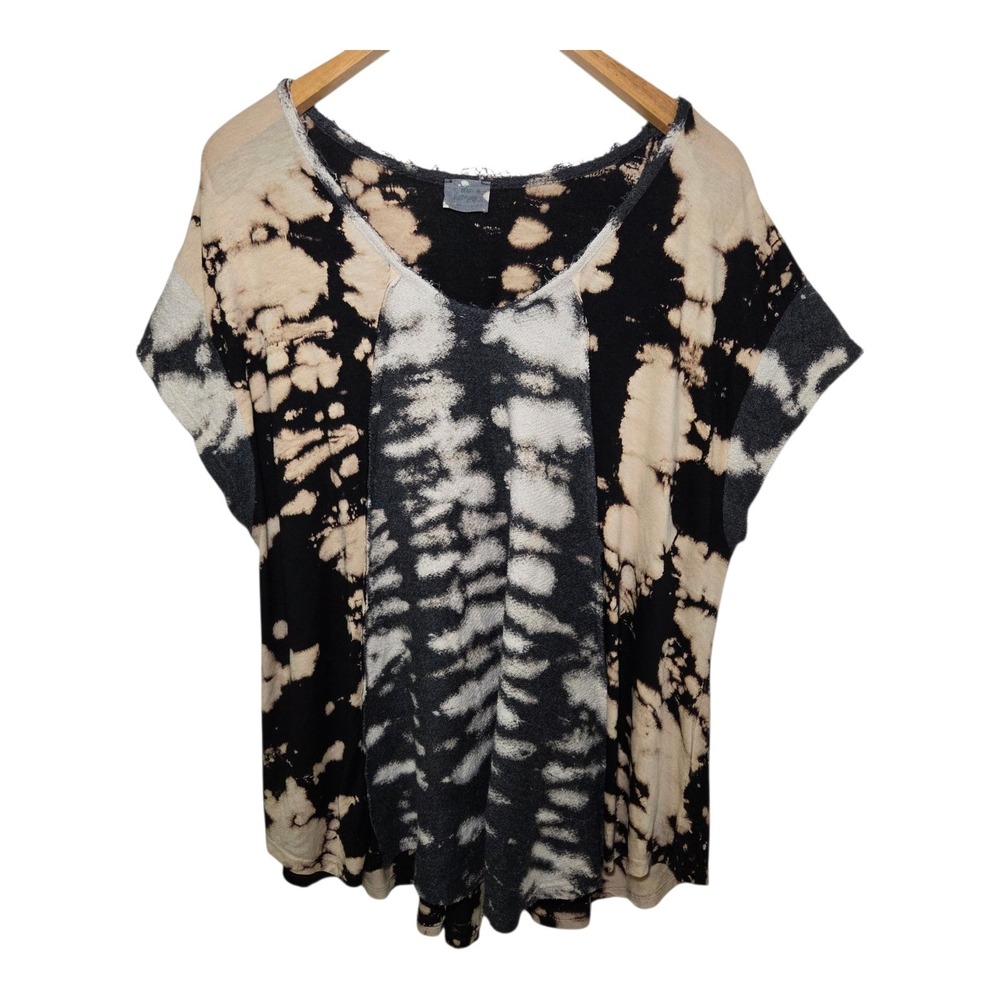 Tie Dye Tunic Top Women's Small Oversized Short Sleeve Lagenlook Grunge Boho